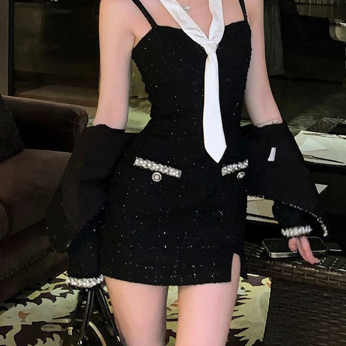 Load image into Gallery viewer, Sexy Split Two Piece Set Female Dresses Black Strapless Tie Tight Hip Slash Neck Fashion Women&#39;s Dress Party Club Dress
