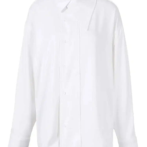 Load image into Gallery viewer, Women White Irregular Big Size Casual Blouse New Lapel Long Sleeve Loose Fit Shirt Fashion Tide Spring Autumn 2025 CPG0792
