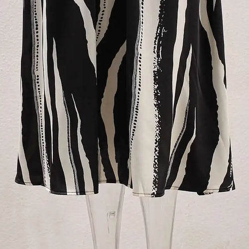 Load image into Gallery viewer, Women Beige Striped Printed Belted Elegant Midi Dress New V-Neck Sleeveless Fashion Tide Spring Summer 2025 CPG1504
