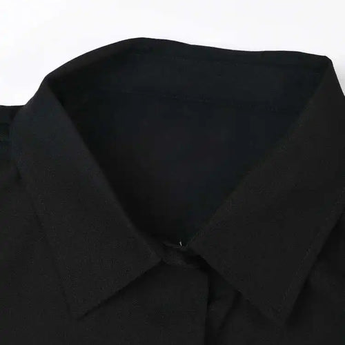 Load image into Gallery viewer, Women Black Lace Pleated Big Size Shirt Dress New Lapel Half Sleeve Loose Fit Fashion Tide Spring Summer 2025  1DF8749
