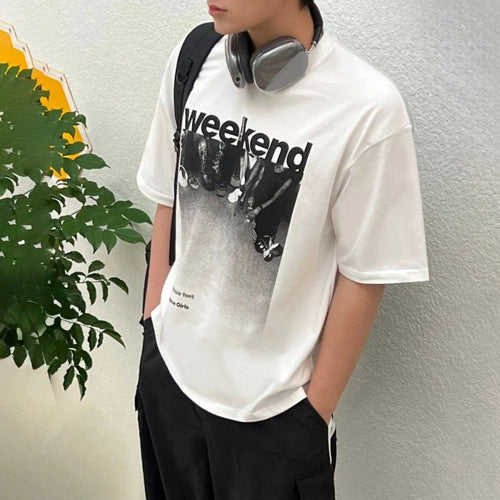 Load image into Gallery viewer, Men&#39;s Short Sleeve T-shirt Summer Korean Style Letter Print Round Neck Male Top Fashion Trend Casulal Tops 9C5636
