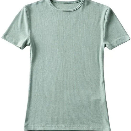 Load image into Gallery viewer, Casual Summer Woman Skinny Fit T-shirt Tight Short-Sleeve O-neck Tee Basic Solid Crop Tops T Shirt
