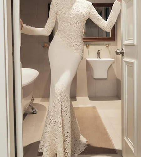 Solid Hollow Out Slimming Dresses For Women O Neck Long Sleeve Slimming Temperament Dress Female Fashion Style New