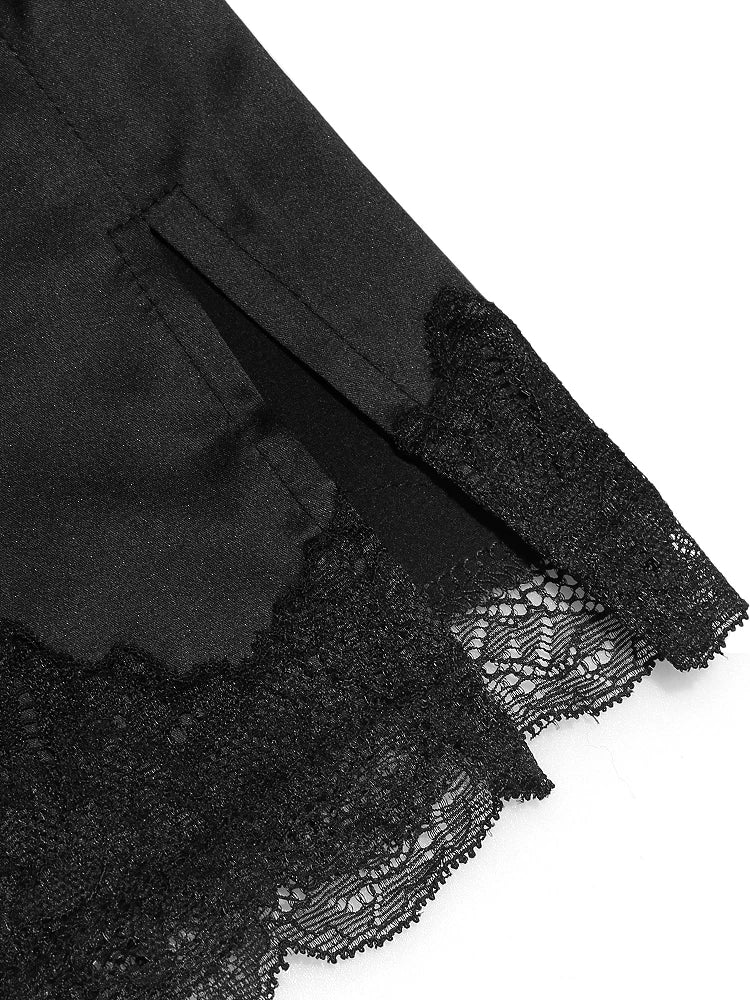 Sexy Short Lace Dress Elegant Satin Spaghetti Strap Birthday Party Dresses with Corset Black Dresses for Women 2022