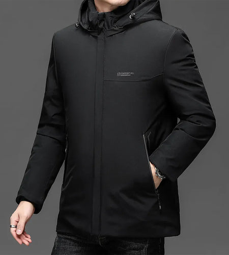 Windproof Parkas Men Thick Warm Fashion Fleece Hooded Winter Coat Mens Winter Jacket Windproof Gift For Father Husband Parka