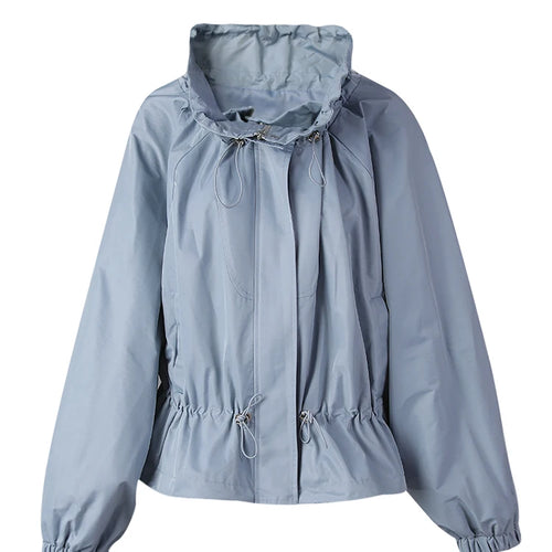 Load image into Gallery viewer, Purple Drawstring Big Size Casual Jacket New Stand Collar Long Sleeve Women Coat Fashion Tide Spring Autumn 2025 1DH6530
