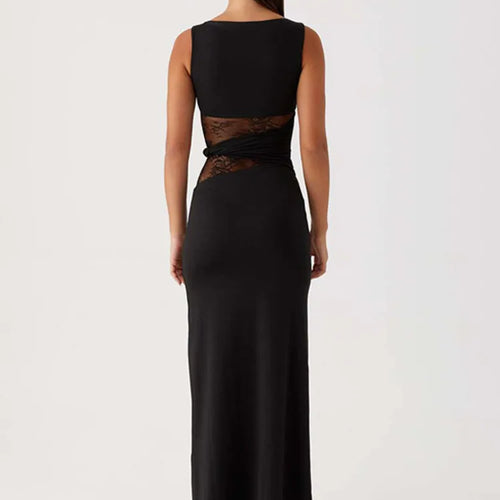 Load image into Gallery viewer, Sheer Lace Sleeveless Sexy Maxi Dress For Women Gown Summer Patchwork Fashion O Neck Bodycon Long Tank Dress Vestido
