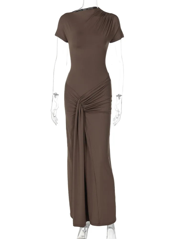 Women's Summer High Waist Sexy Maxi Dress O-Neck Sleeveless Bodycon Lace Up  Fashion Evening Party Long Dresss