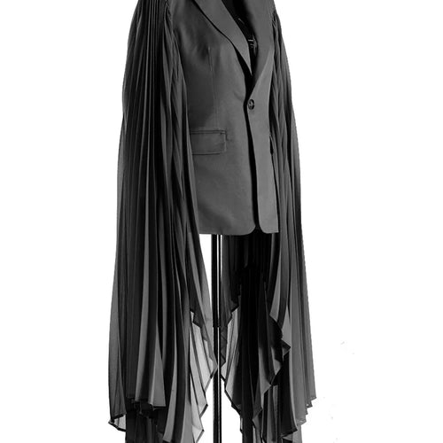 Load image into Gallery viewer, Women Khaki Pleated Irregular Elegant Blazer New Lapel Long Ruffles Sleeve Jacket Fashion Tide Spring Autumn 2025 1DH6395
