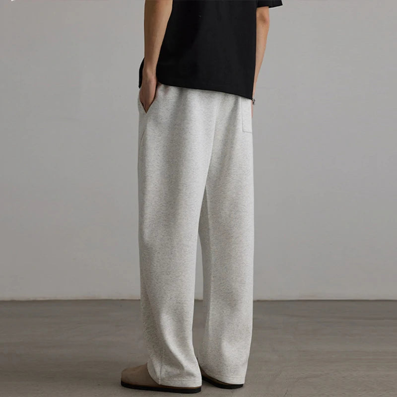 Men's Sweatpants New Threedimensional Cut Curved Knife Pants Elastic Waist Straight Leg Trendy Male Causal Bottoms 9W1904