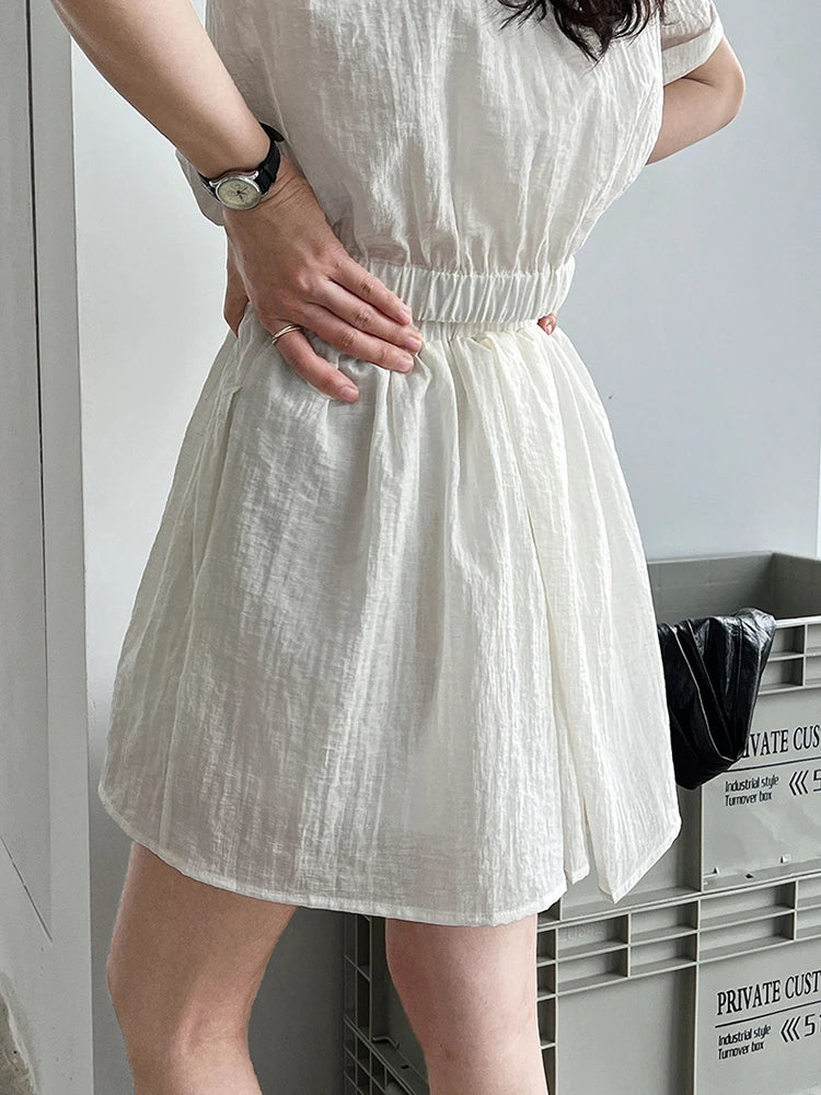 Beige Shirt Thin Half-body Skirt Two Pieces Suit New Lapel Short Sleeve Women Fashion Tide Spring Summer 2025 1DJ1239