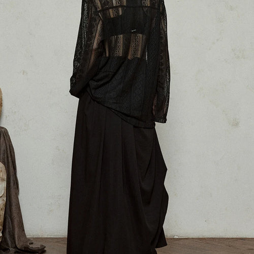 Load image into Gallery viewer, Women Black Lace Hollow Out Big Size Blouse New Bow Collar Long Sleeve Shirt Fashion Tide Spring Autumn 2025  1DJ1179
