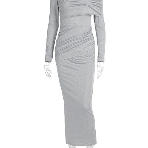 Load image into Gallery viewer, Fashion Round Neck Long Sleeve Elastic Tight Dress For Women 2025 Spring New Elegant Party Dress Slim Medium Long Dress
