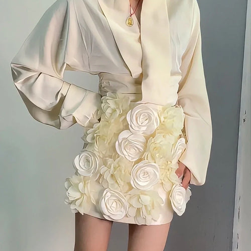 Load image into Gallery viewer, Solid Spliced Appliques Slimming Skirts For Women High Waist Temperament Mini Skirts Female Fashion Style Fashion
