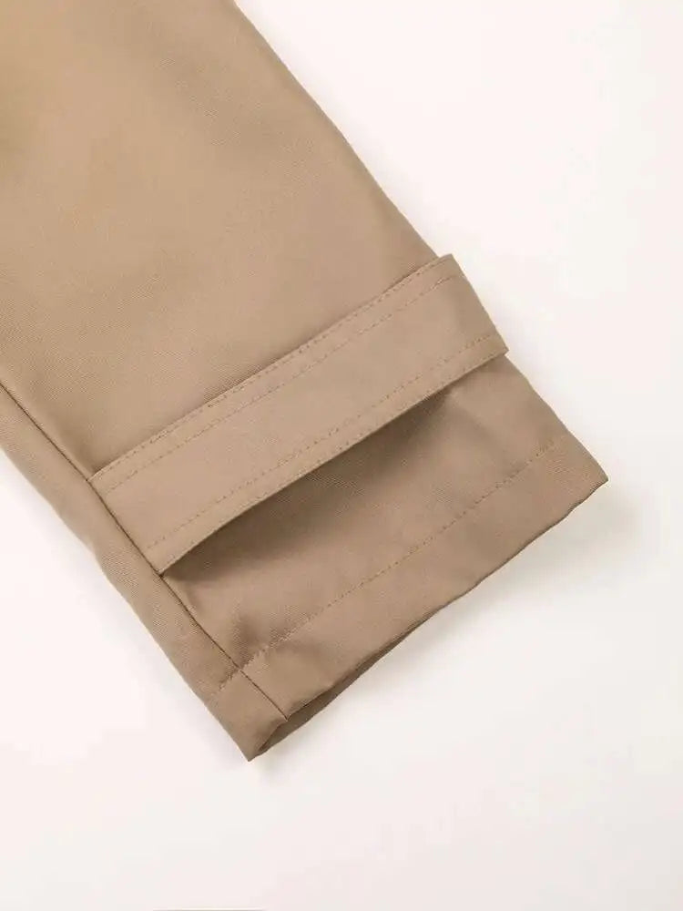 Women Khaki Belted Big Size Long Trench New Lapel Long Sleeve Loose Fit Windbreaker Fashion Spring Autumn 2025 CPG0584