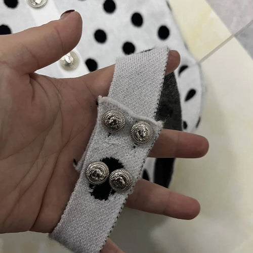 Load image into Gallery viewer, Halter Backless Polka Dot Dress For Women Fashion Square Collar Sleeveless High Waist A-line Knit Mini Dress Elegant
