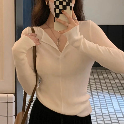Load image into Gallery viewer, Spring Women Sweater Knitwear V-neck Basic Base Shirt Top Pure Color All-match Knitwear Autumn Winter B-089
