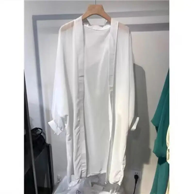 Summer White Sun Protection Clothing Women Long Cardigan Female Loose Cardigans Ladies Shawl Women Chiffon Thin Coat