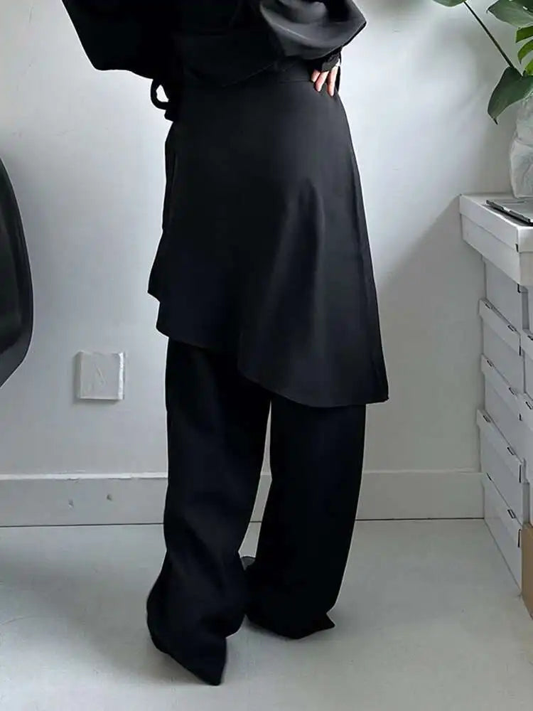 High Elastic Waist Black Embroidery Irregular Pants New Loose Fit Trousers Women Fashion Tide Spring Autumn 2025 1DH5173