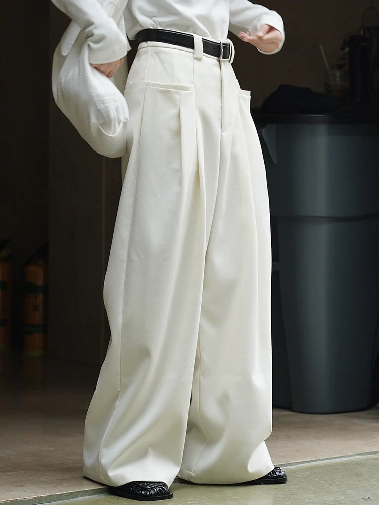 High Waist Brown Pleated Casual Long Wide Leg Pants New Loose Fit Trousers Women Fashion Tide Spring Autumn 2025 1DF4423