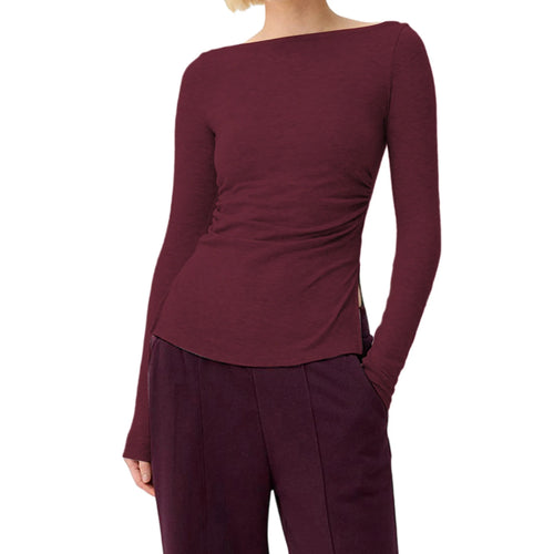 Load image into Gallery viewer, Sexy Crop Tops y2k Women Aesthetic Clothing Solid Color Long Sleeve Slit Hem T Shirts Fall Spring Clothes Streetwear
