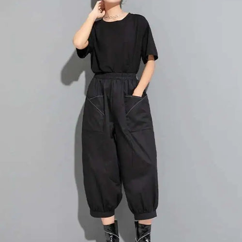 Load image into Gallery viewer, High Elastic Waist Black Pocket Thin Casual Harem Pants New Loose Fit Trousers Women Fashion Spring Autumn 2025 1DF6508
