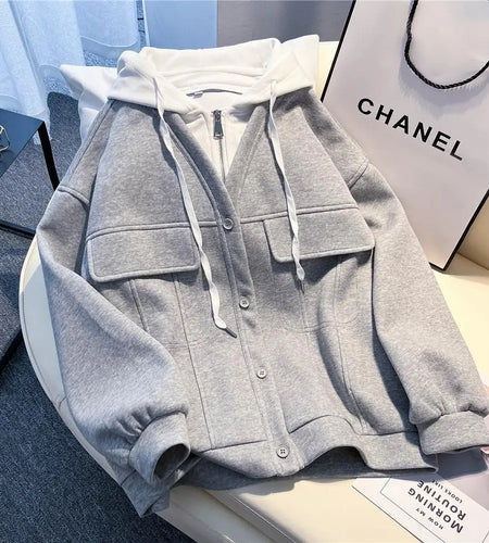 Casual Jacket Hoodies Sweatshirt Women Vintage Streetwear Baseball Oversized Harajuku Hoodies Y2k Loose Tracksuit