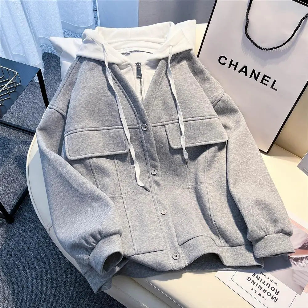 Casual Jacket Hoodies Sweatshirt Women Vintage Streetwear Baseball Oversized Harajuku Hoodies Y2k Loose Tracksuit