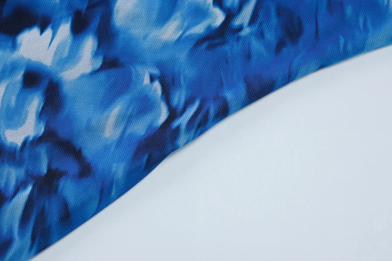 Halter Backless Print Sexy Maxi Dress For Women Gown Elegant Blue Printed Lace-up Sleeveless Evening Long Dress