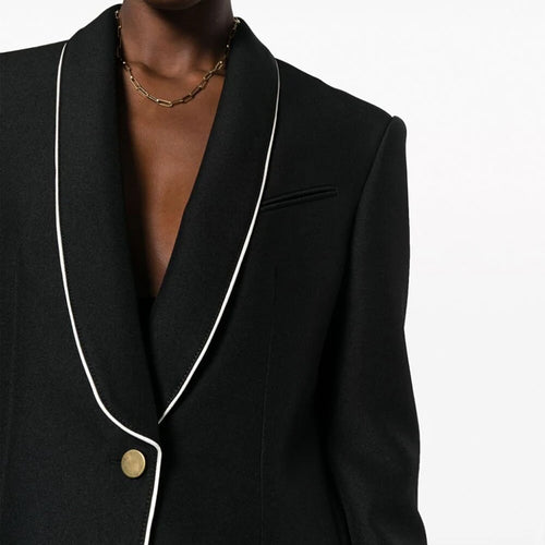 Load image into Gallery viewer, Minimalist Casual Loose Blazers For Women Notched Collar Long Sleeve Spliced Button Chic Blazer Female Fashion Clothing
