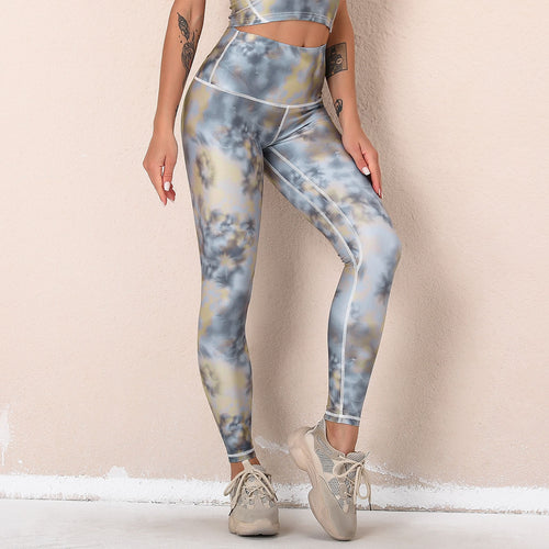 Load image into Gallery viewer, Seamless Print Tie Dye Yoga Women Suit Sleeveless Sports Bra Sweat-absorbent Breathable Hip-lifting Pants gym set women
