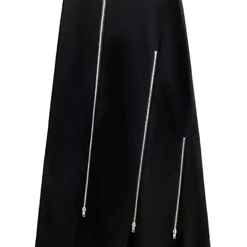 Load image into Gallery viewer, High Elastic Waist Black Zipper Splited A-line Half-body Skirt Loose Women Fashion Tide New Spring Autumn 2025 1DH4445

