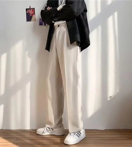 Suit Pants Men Hanging New Tide Straight Wide Leg Trousers Spring Style Loose Casual Male Solid Color Pant Summer 9W1213