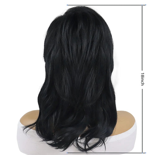 Load image into Gallery viewer, Synthetic Hair Natural Shag Wig with Bangs Black Women Wig Mullet Dovetail Wig Halloween Costume Party Cosplay Wigs
