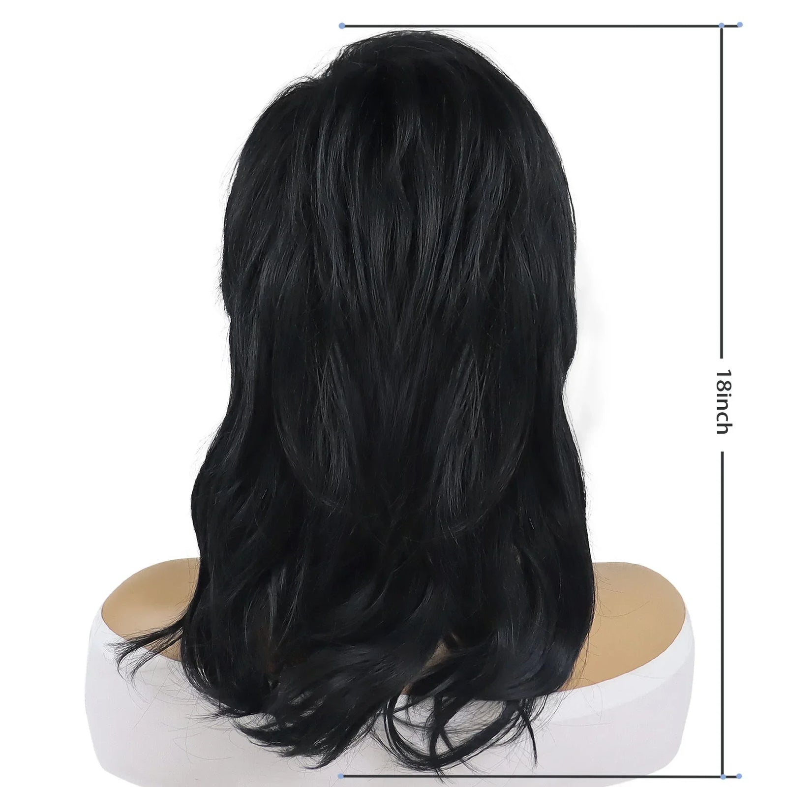 Synthetic Hair Natural Shag Wig with Bangs Black Women Wig Mullet Dovetail Wig Halloween Costume Party Cosplay Wigs