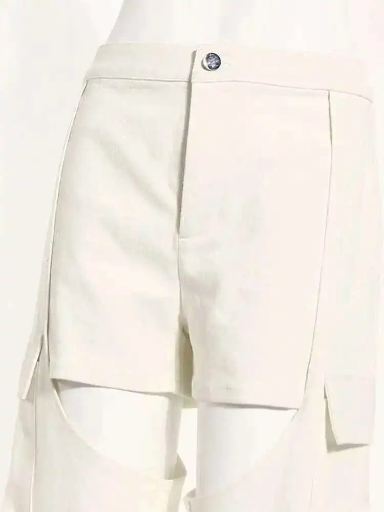 Wide Leg Pants Hollow Out Two Piece Suit New Stand Collar Long Sleeve Loose Fit Women Fashion Spring Autumn 2025 1DE9154