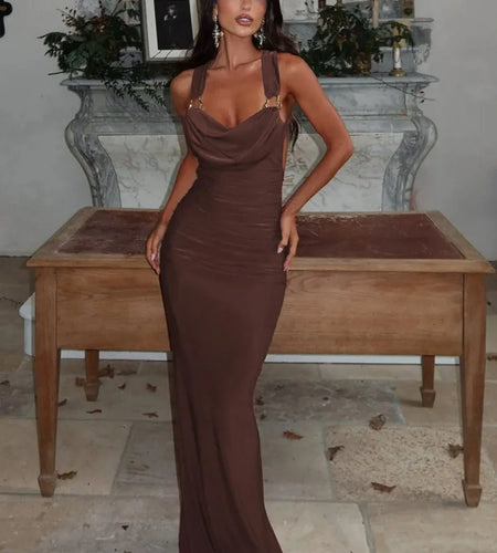 Sexy Sleeveless Backless Bodycon Party Club Evening Dress Women 2025 Spring/summer New Elegant Pleated Slim Vestidos