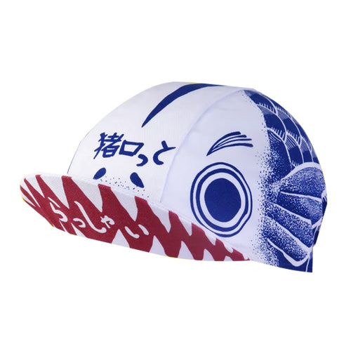Load image into Gallery viewer, Japanese Style  Winged Good And Evil Double Sided Fish Polyester Cycling Caps Road Bike Sports Summer Hat Blue White Red
