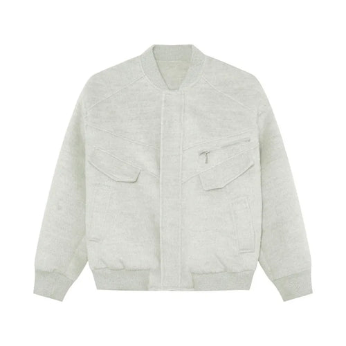 Load image into Gallery viewer, Korean Style Men&#39;s Woolen Jackets Round Collar Thick Zipper Patchwork Quilted Solid Color Casual Male Coats Simple 9C9216
