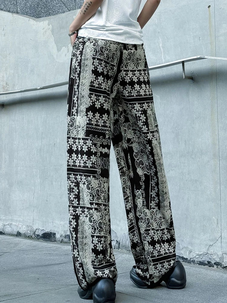 High Elastic Waist Black Zebra Stripes Long Wide Leg Pants New Trousers Women Fashion Tide Spring Autumn 2025 1DJ1535