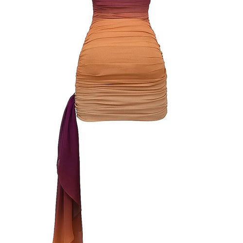 Load image into Gallery viewer, Gradient Off-shoulder Sexy Mini Dress For Women Fashion Strapless Backless Draped Bodycon Party Dress Club Holidays
