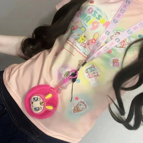 Load image into Gallery viewer, Japanese Kawaii Cartoon Printing Tops Women Harajuku Summer Patchwork Casual Loose T-shirt Y2k Aesthetic Fairy Grunge Cute Tees
