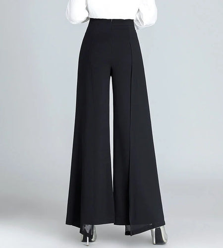 Chiffon Wide Leg Pants High Waist Casual Black Elegant Trousers Women Korean Fashion Clothing 2023 New Baggy Pantalon Femme