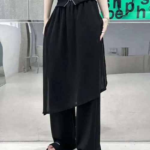 Load image into Gallery viewer, High Elastic Waist Black Mesh Irreuglar Wide Leg Pants New Loose Fit Trousers Women Fashion Spring Autumn 2025 1DH4385
