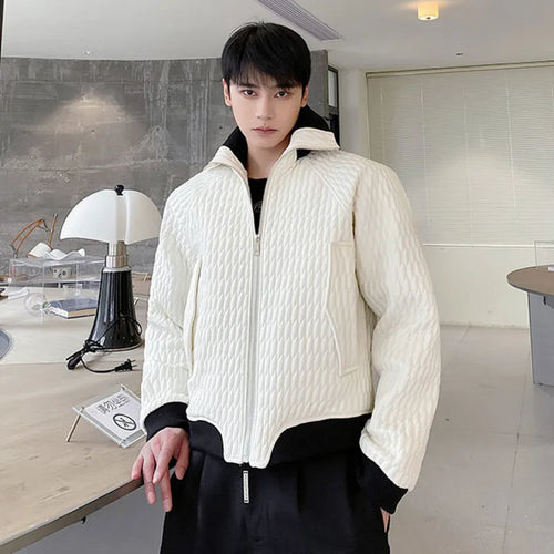 Load image into Gallery viewer, Winter Personalized Short Men&#39;s Padded Jacket Turn-down Collar Zipper Contrast Color Male Coats Niche New Fashion 9C8957
