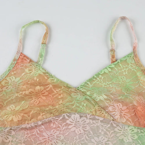 Load image into Gallery viewer, Random Colorful Lace Hook Floral Slimming Camisole Women's Summer Chic Cross V-Neck Mini Cropped Tops Y2K Aesthetics
