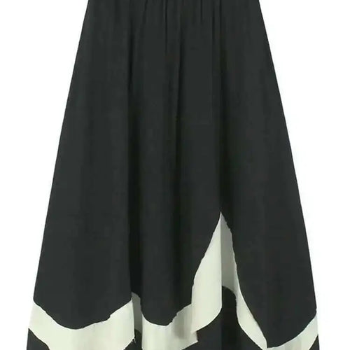 Load image into Gallery viewer, High Elastic Waist Apricot Color-block Irregular Hem A-line Skirt Women Fashion Tide New Spring Autumn 2025 1DH9961
