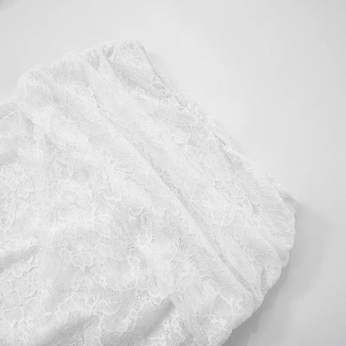 Load image into Gallery viewer, White Lace Sexy Two Piece Sets Woman Halter Top And Long Maxi Skirt Ladies Fashion Sheer Mesh Elegant Matching Sets
