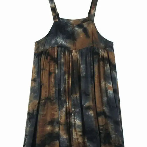 Load image into Gallery viewer, Women Tie Dye Pleated Big Size Casual Strap Dress New Square Collar Sleeveless Fashion Tide Spring Autumn 2025  1DH6611
