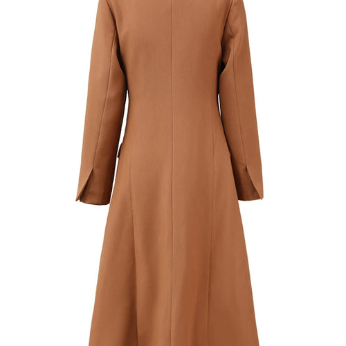 Load image into Gallery viewer, Women Brown Irregular Spliced Long Elegant Blazer New Lapel Long Sleeve Jacket Fashion Tide Spring Autumn 2025 26D9036
